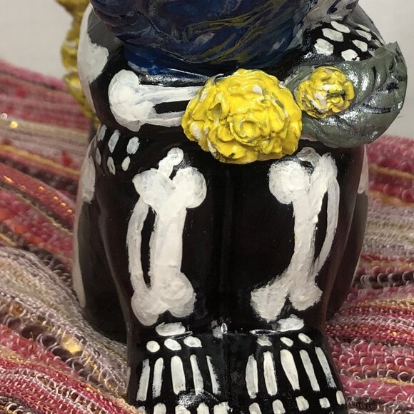 Angel Cherub Dia de Muertos Day of the Dead 5-1/4" Yellow and Blue - Picture 8 of 10